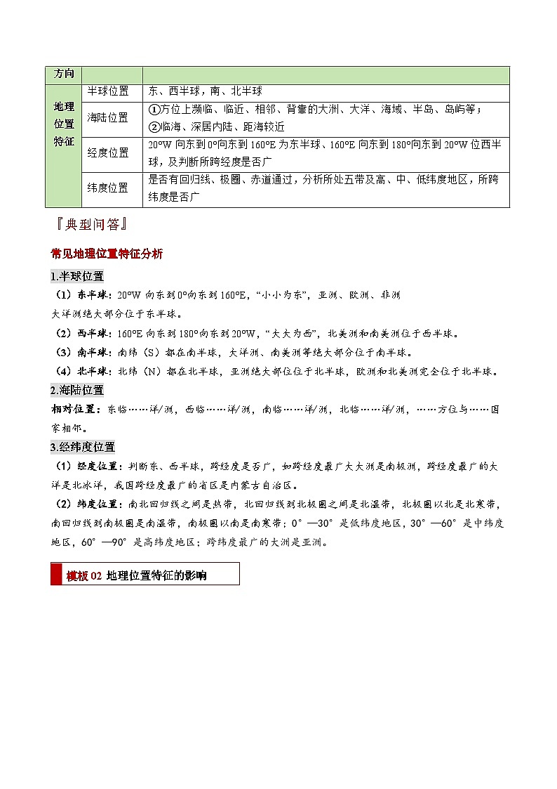 专题01 地理位置特征评价类（答题模板）-2024年中考地理答题技巧与模板构建（原卷版）第2页
