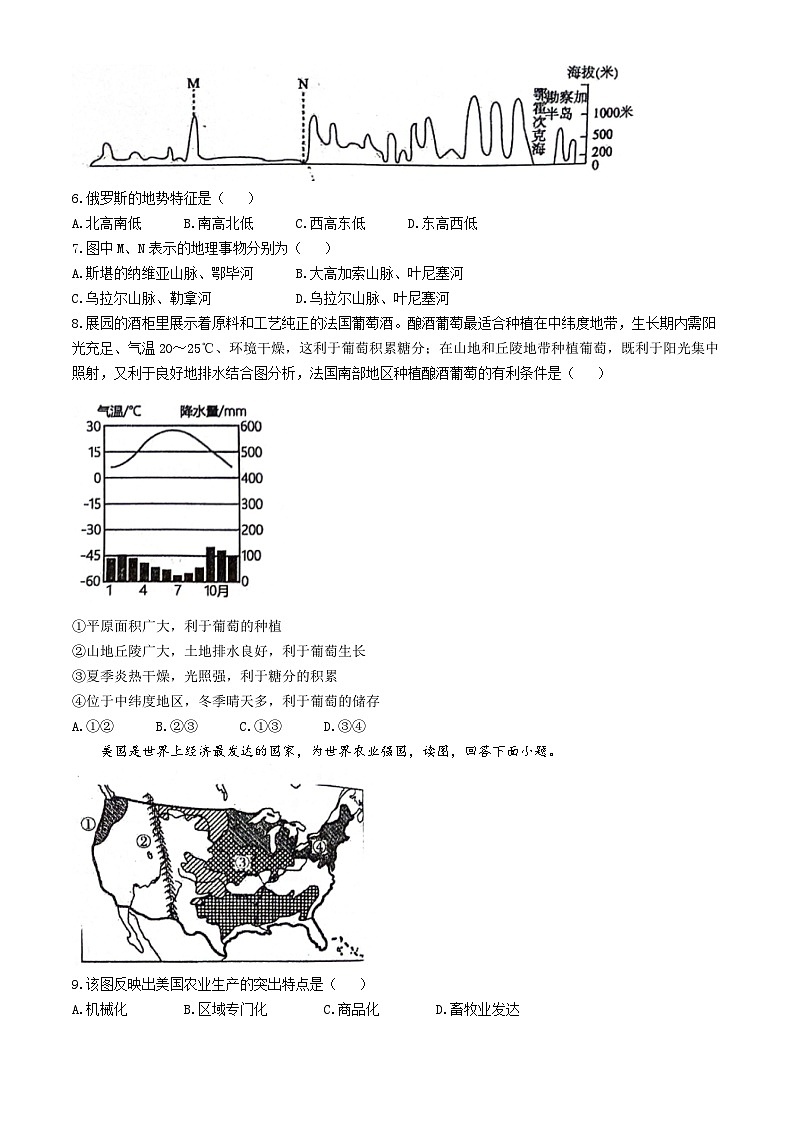山东省潍坊市潍城区于河街办实验中学2023-2024学年七年级下学期6月月考地理试题第2页