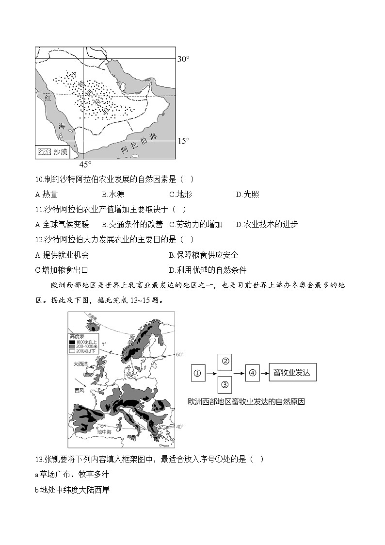 湖南省衡阳县大云中学2023--2024学年七年级下学期期末达标地理试卷第3页