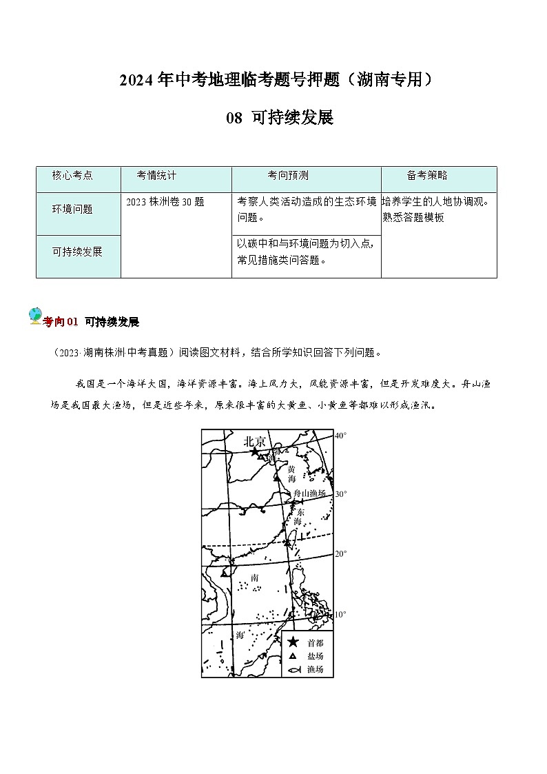 押湖南卷08 可持续发展（原卷版）第1页
