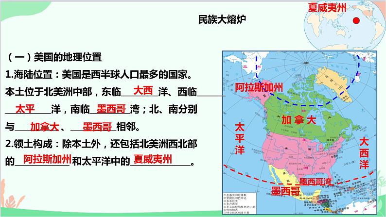 人教版地理七年级下册 第九章 第一节 美国 一 民族大熔炉 农业地区专业化课件第5页