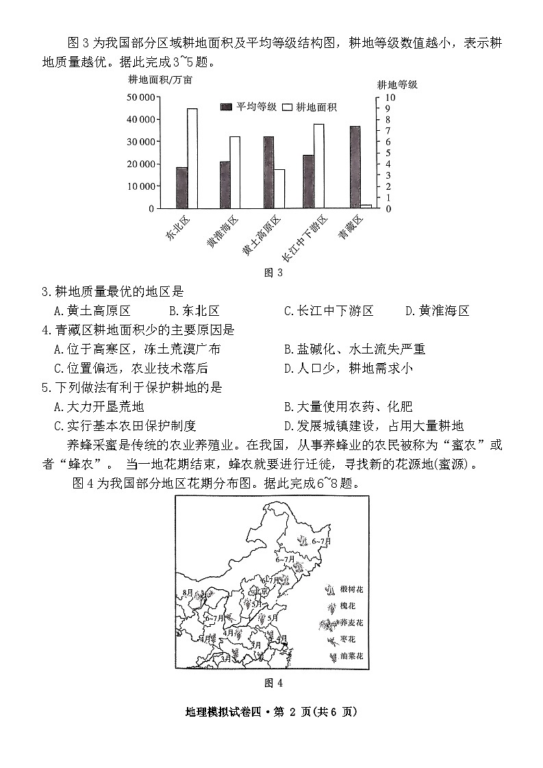 2024年湖北省初中学业水平考试地理模拟试卷四02