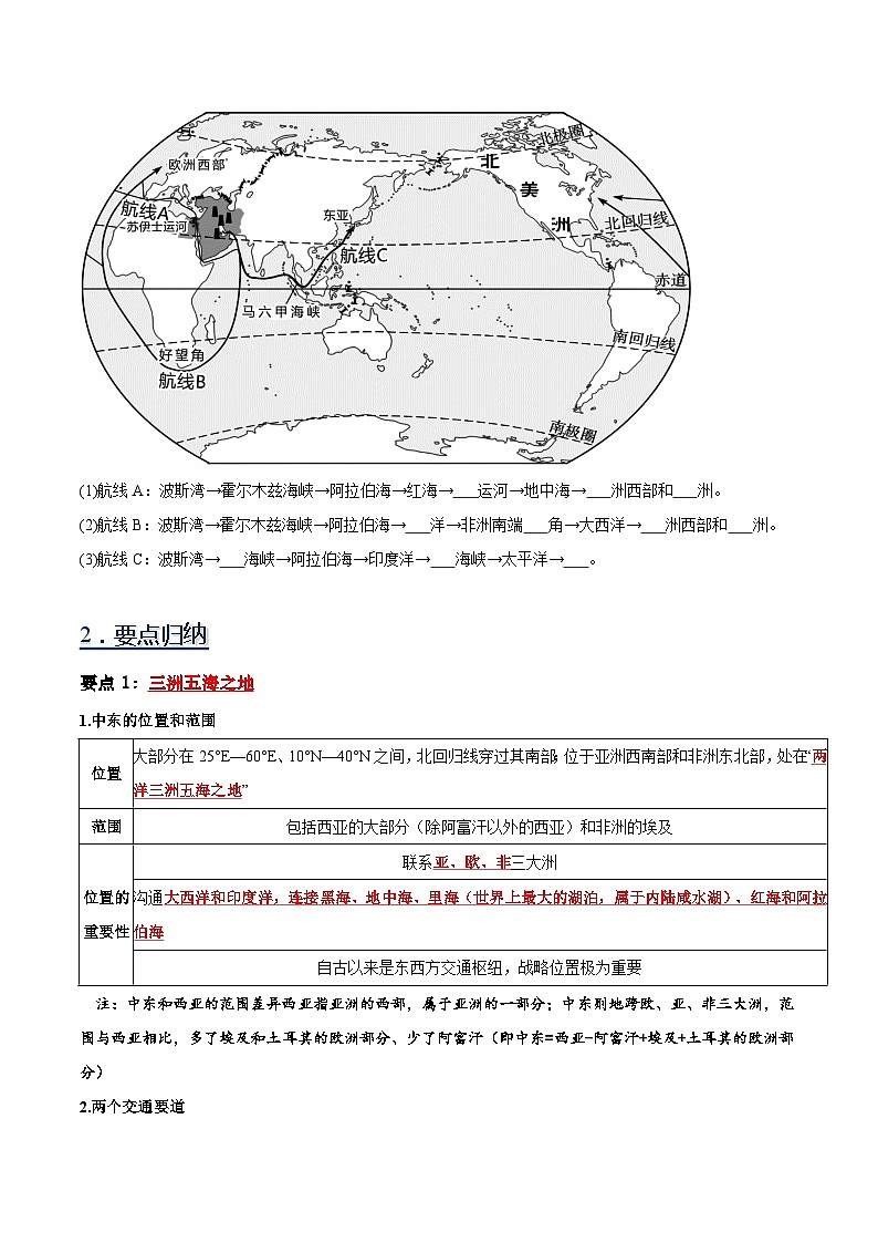 07 中东-（读图识图）2023-2024学年七年级地理下册填图练习（人教版）02