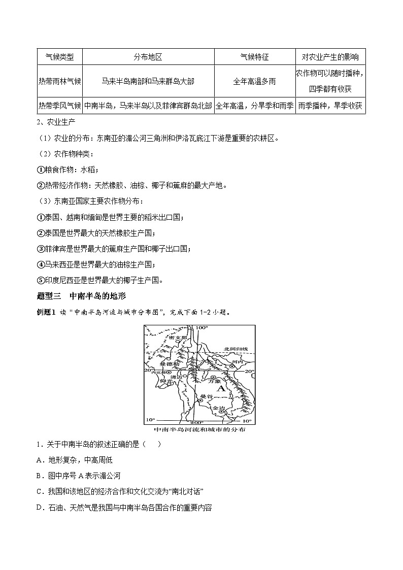 【期末专题练习】七年级下册地理必考点04  东南亚-（考点变式练习）（人教版）03