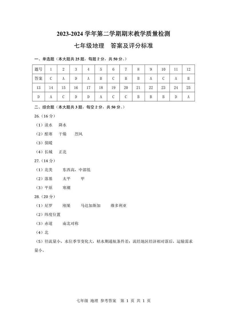 7 答案 地理第1页
