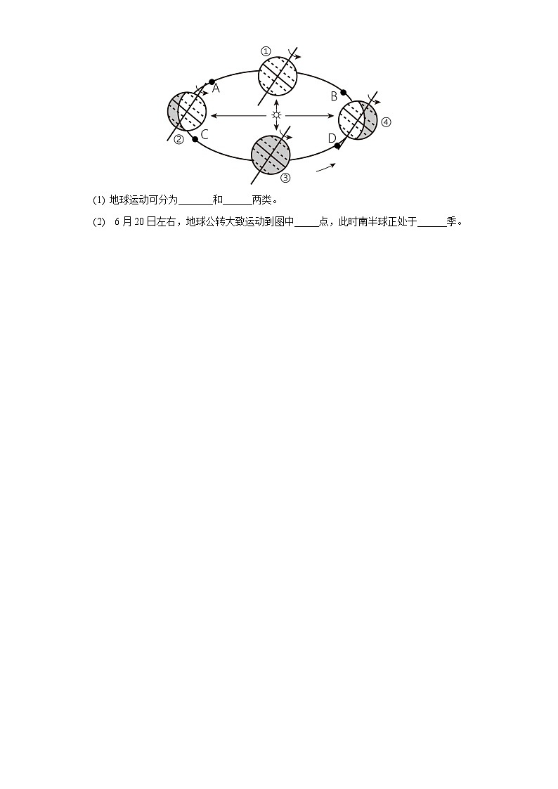 沪教版地理六年级下册 1.3地球的公转（同步练习）03
