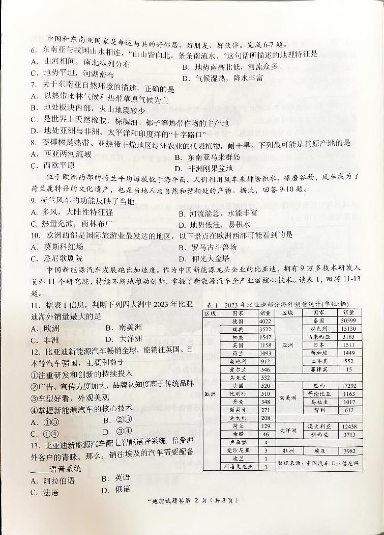 湖南省长沙市望城区2023-2024学年七年级下学期期末地理试题第2页