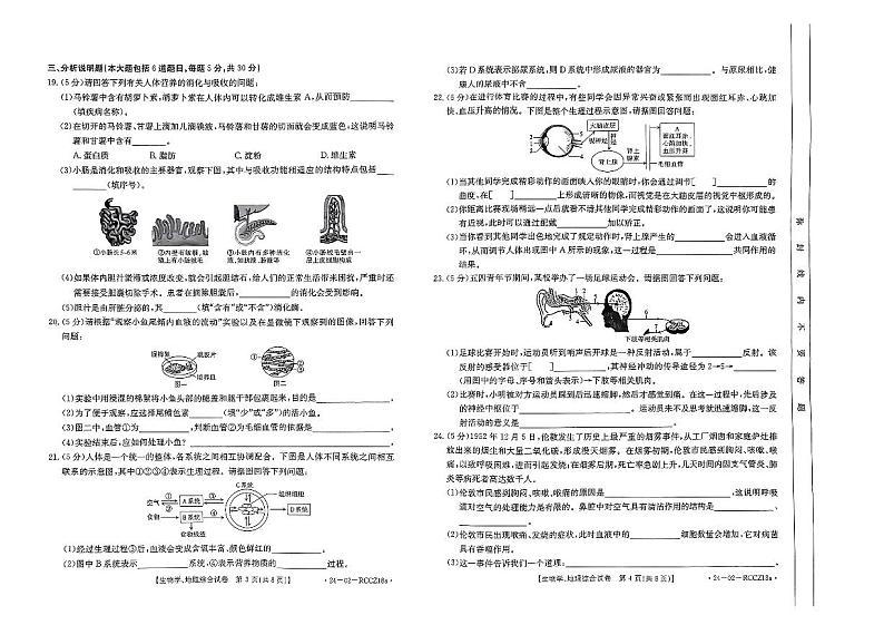 甘肃省定西市临洮县2023-—2024学年下学期七年级期末考试地理生物综合试卷第2页