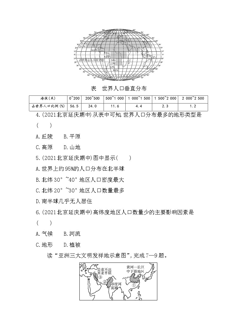 中图版（北京）八年级上册地理第三章世界的居民单元测试卷（含答案解析）第2页