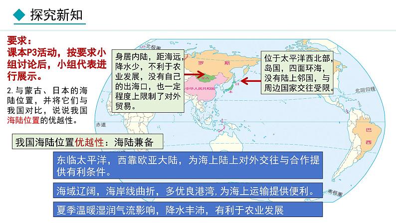 人教版八年级地理上册课件 1.1.1 优越的地理位置  海陆兼备的大国08