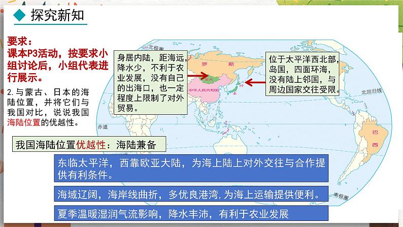 地理 人教版 8年级上册 第1章 1.1.1 优越的地理位置  海陆兼备的大国 PPT课件第8页