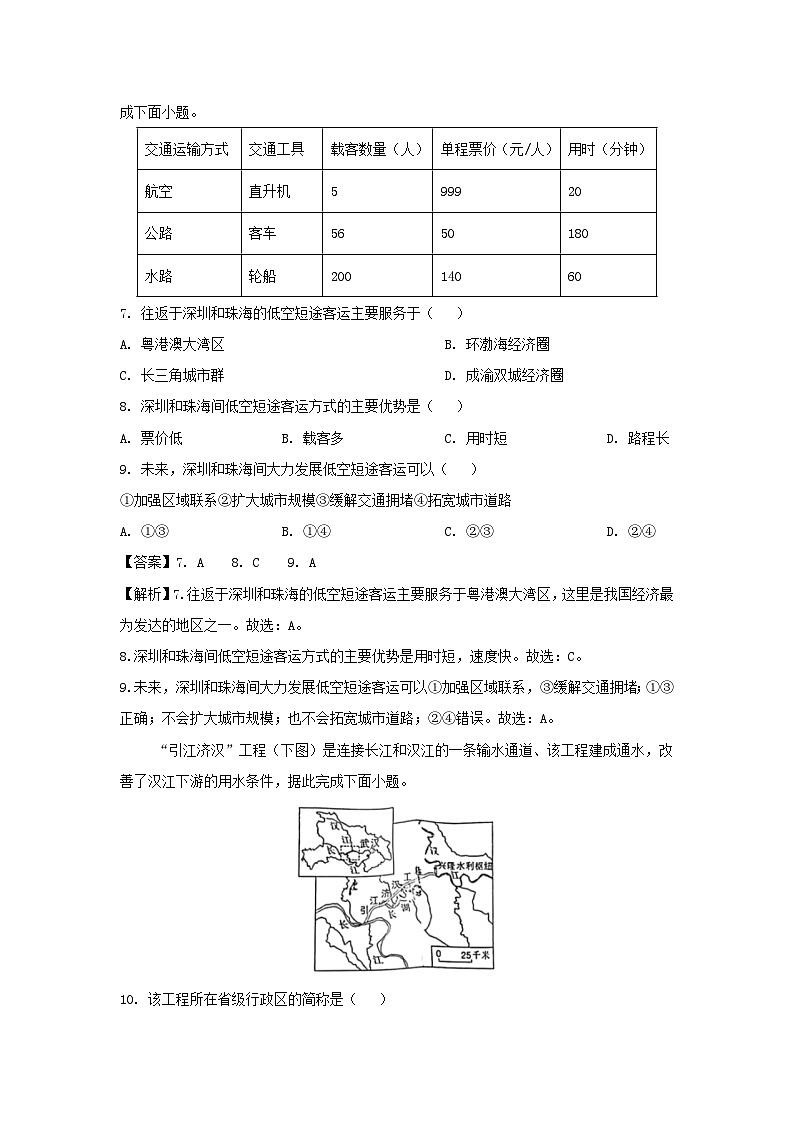 [地理]河北省2024中考真题地理试题03