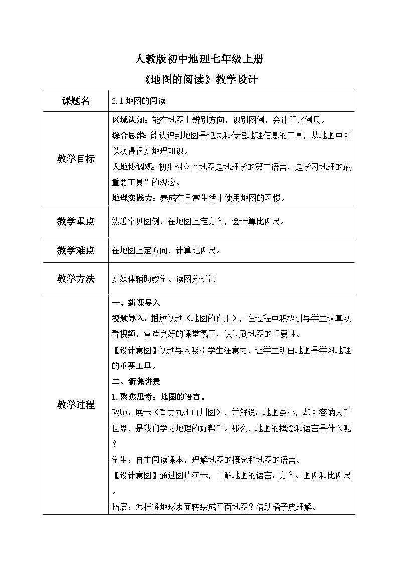 2.1地图的阅读（课件+教案）-2024-2025学年最新人教版七年级上册地理01