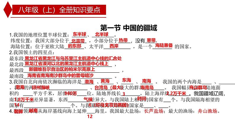 全册知识要点总复习2024-2025学年地理人教版八年级上册课件PPT04