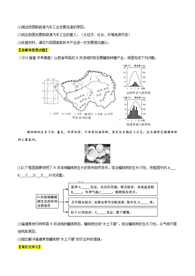 2024年中考地理真题分类汇编（全国通用）专题10 我国的经济发展（原卷版）第2页