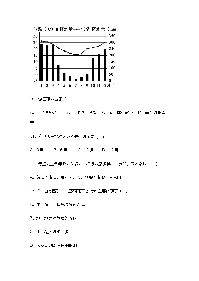 人教版2024年新教材七年级上册地理第四章 天气与气候 学情评估测试卷（含答案）03