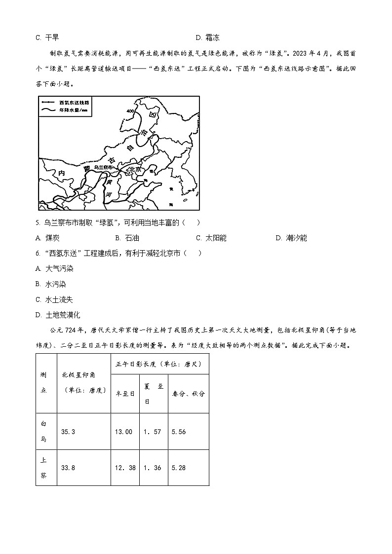 [地理]2023年江苏省南通市中考真题地理试卷(原题版+解析版)02