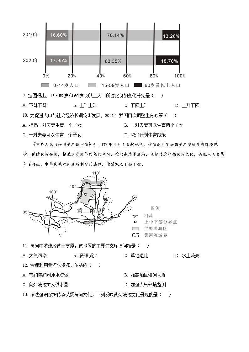 [地理]2023年天津市中考真题地理试卷(原题版+解析版)03