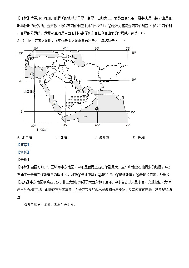 [地理]湖北仙桃、潜江、江汉油田2021年中考真题地理试卷(原题版+解析版)03