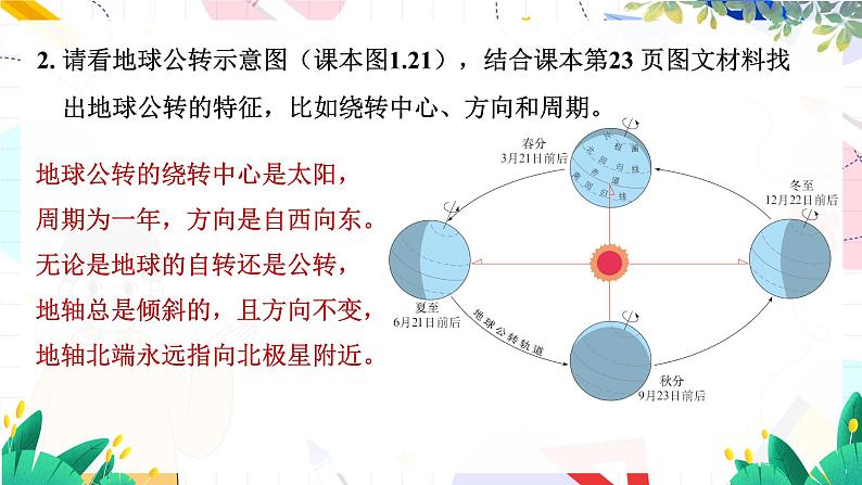 人教[2024]版 地理 七上 第1章 第三节  第2课时 地球的公转 PPT课件07