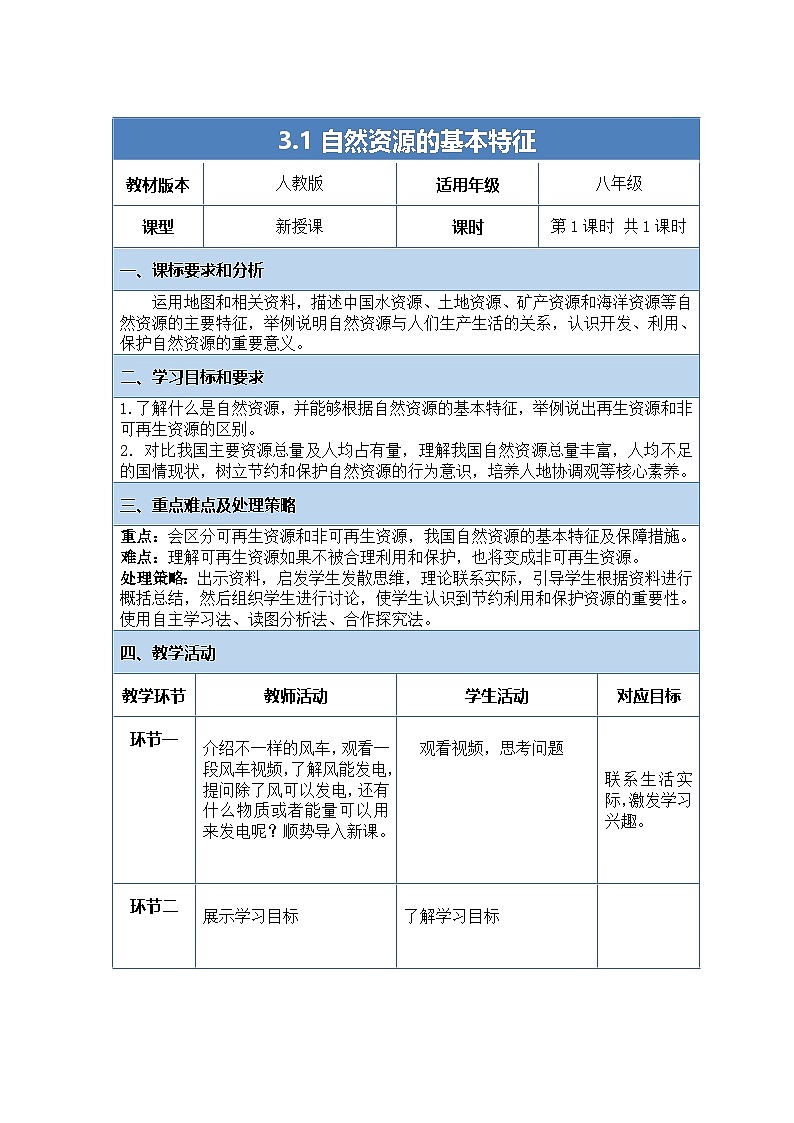 人教版（2024）地理八上：3.1 自然资源的基本特征（课件+教案+素材）01
