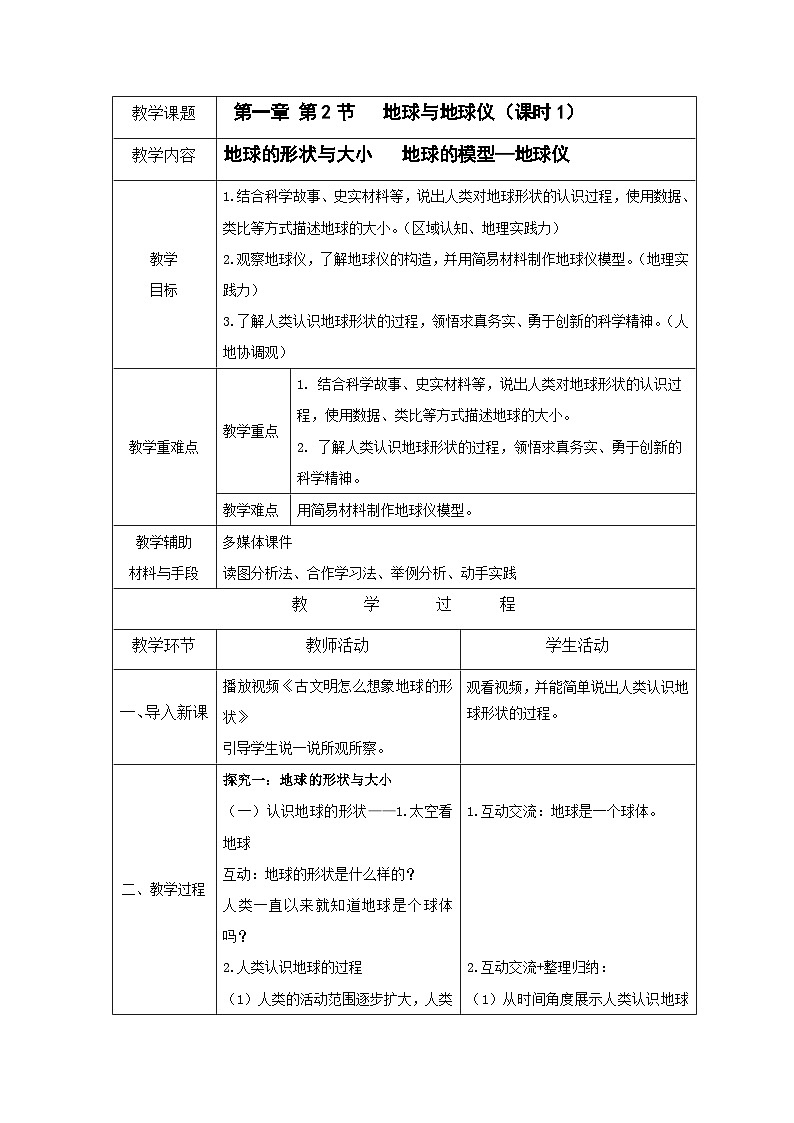 1.2《地球与地球仪》课时1（课件+教案）-2024-2025学年七年级地理上学期人教版（2024）01