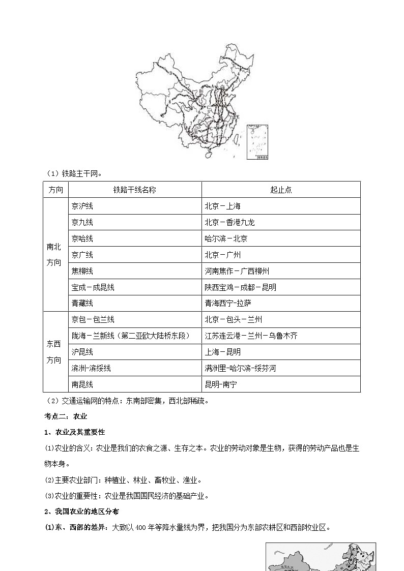 人教版八年级上册地理第四章《中国的经济发展》单元知识点讲义02
