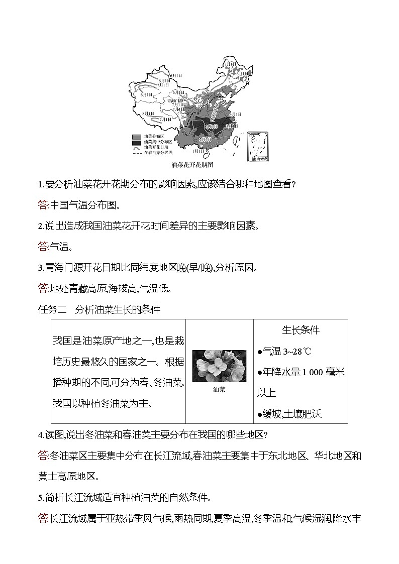 第四章　项目式学习　小小油菜花　蕴藏大潜力 学案 初中地理湘教版八年级上册02