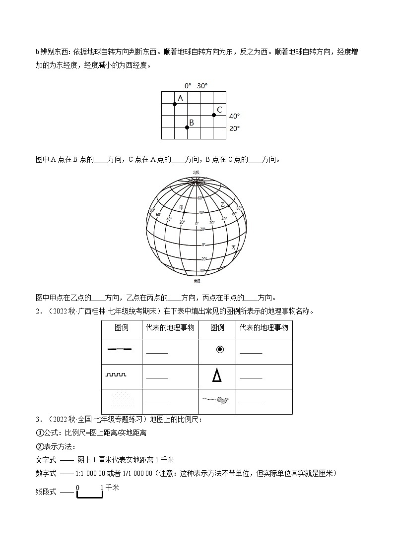 人教版七年级地理上册1.3地图的阅读(分层练)(原卷版+解析)02