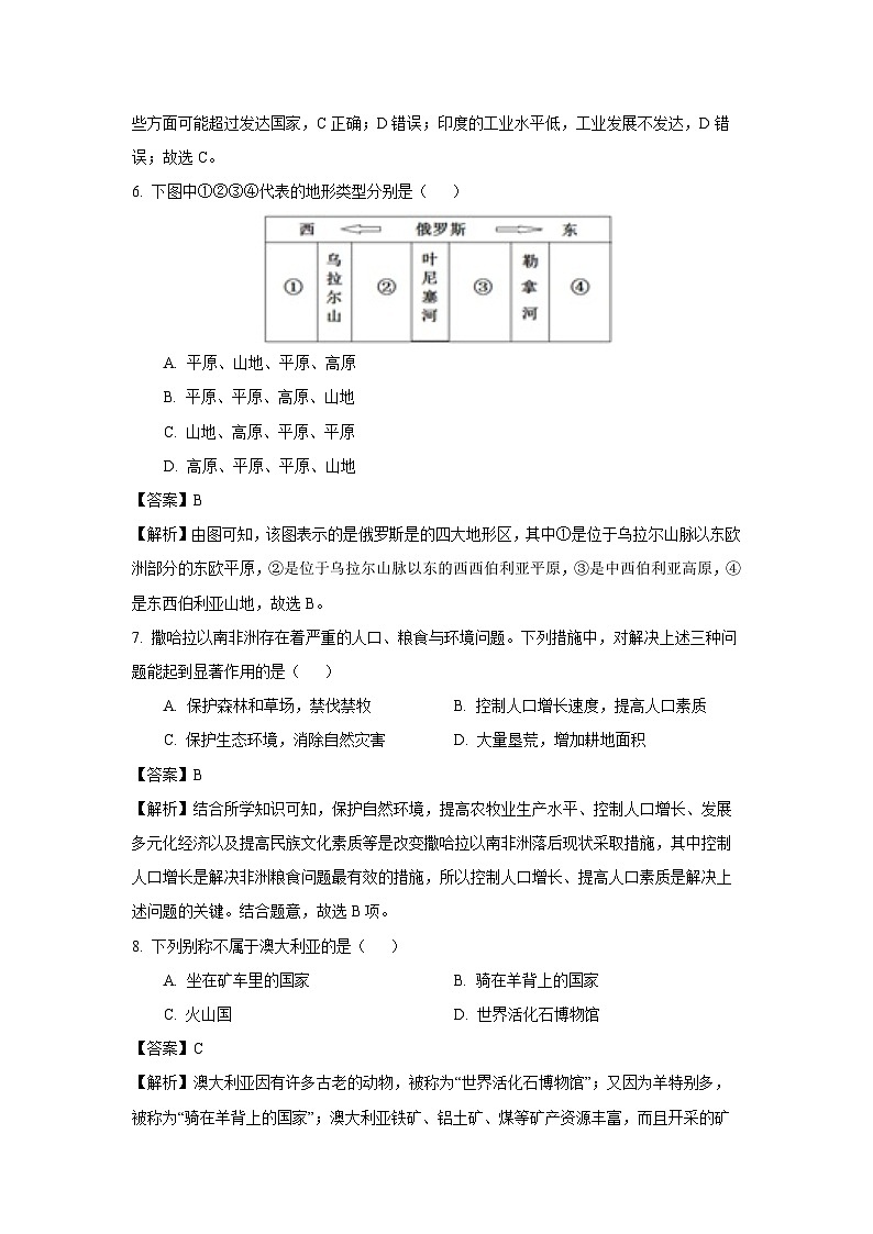 [地理][期末]河南省洛阳市洛宁县2023-2024学年七年级下学期期末试题(解析版)03