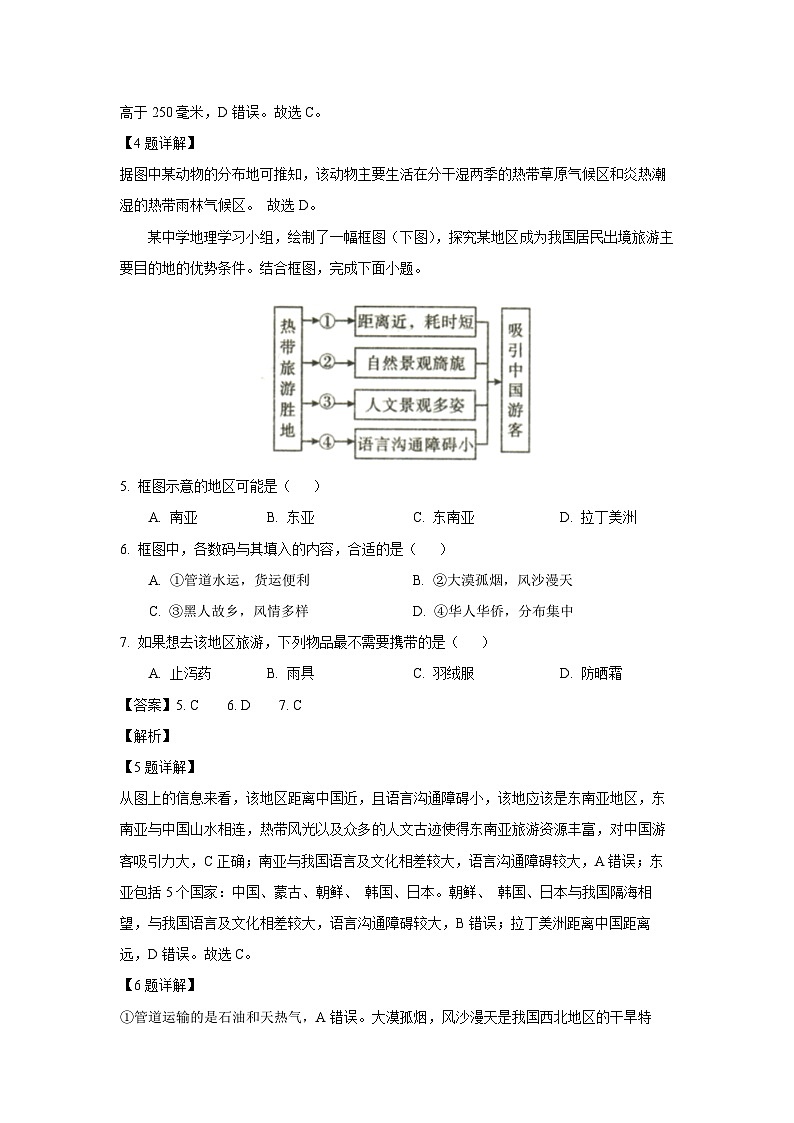 [地理][期末]重庆市忠县2023-2024学年七年级下学期期末考试(解析版)第3页