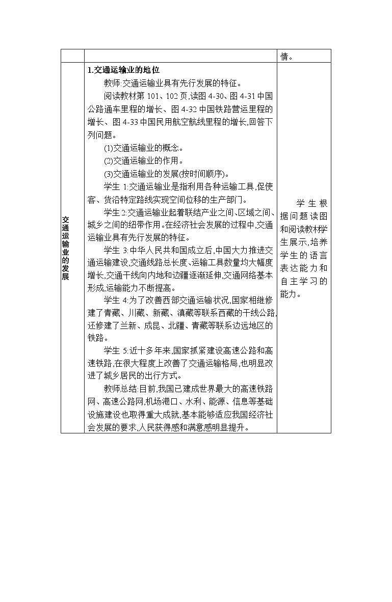 湘教版（2024）八年级地理上册第四章中国的主要产业第三节交通运输业教案02