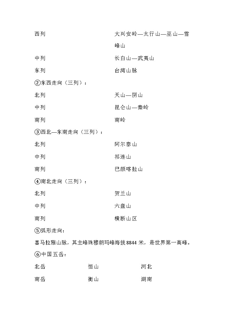 人教版八年级上册地理第二章 中国的自然环境 知识点清单第3页