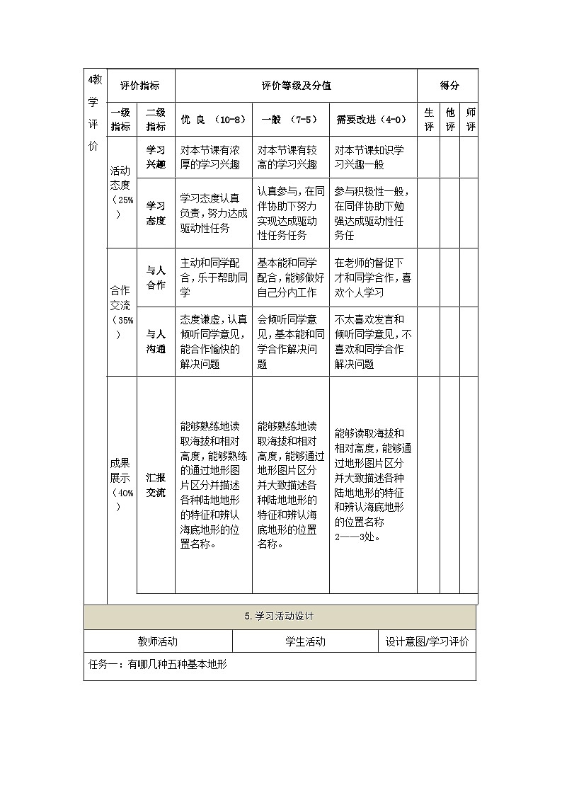 【新教材】湘教版地理七上3.2世界的地形（第1课时）课件+教学设计02