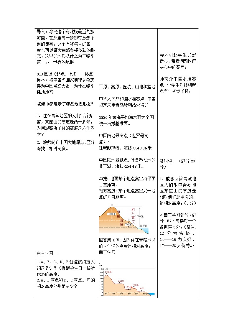 【新教材】湘教版地理七上3.2世界的地形（第1课时）课件+教学设计03