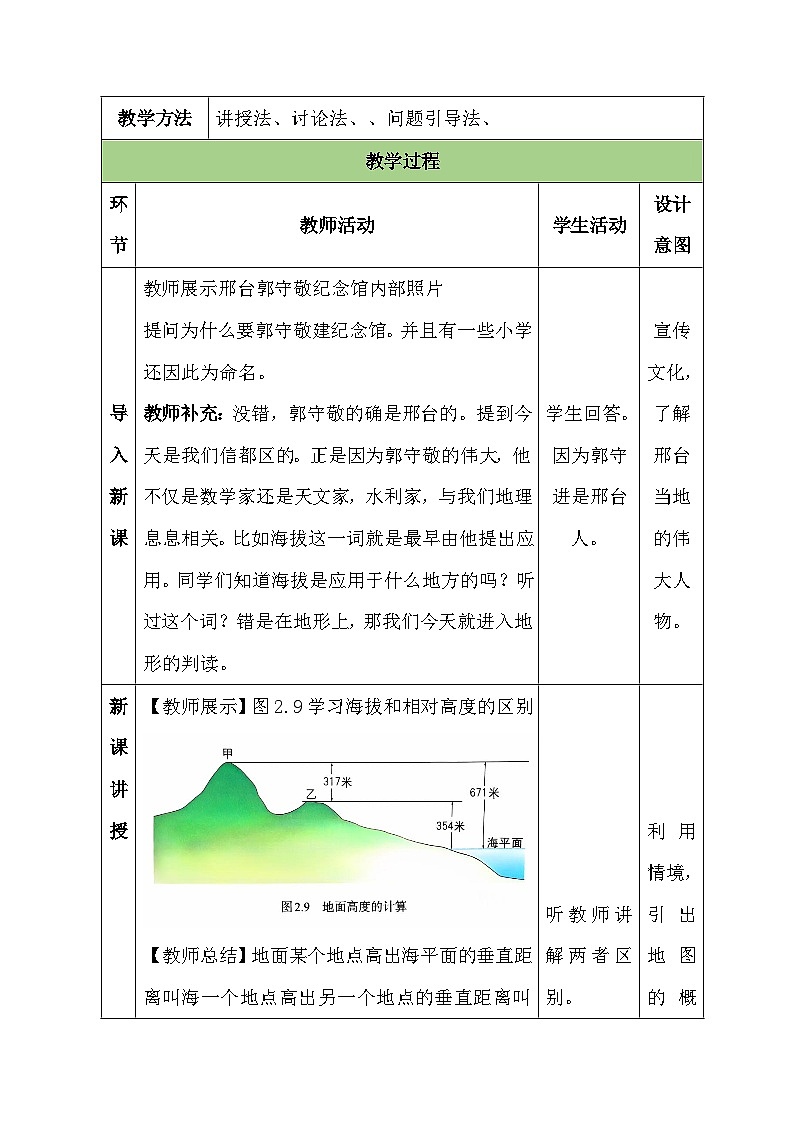 人教版(2024新版）七年级上册地理第二章第二节《地形图的判读》教学设计03