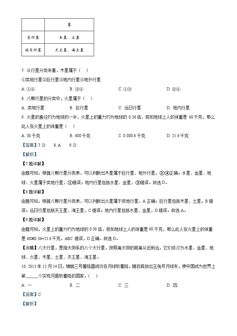 贵州省从江县庆云镇初级中学2024-2025学年七年级上学期9月月考地理试题（原卷版+解析版）03