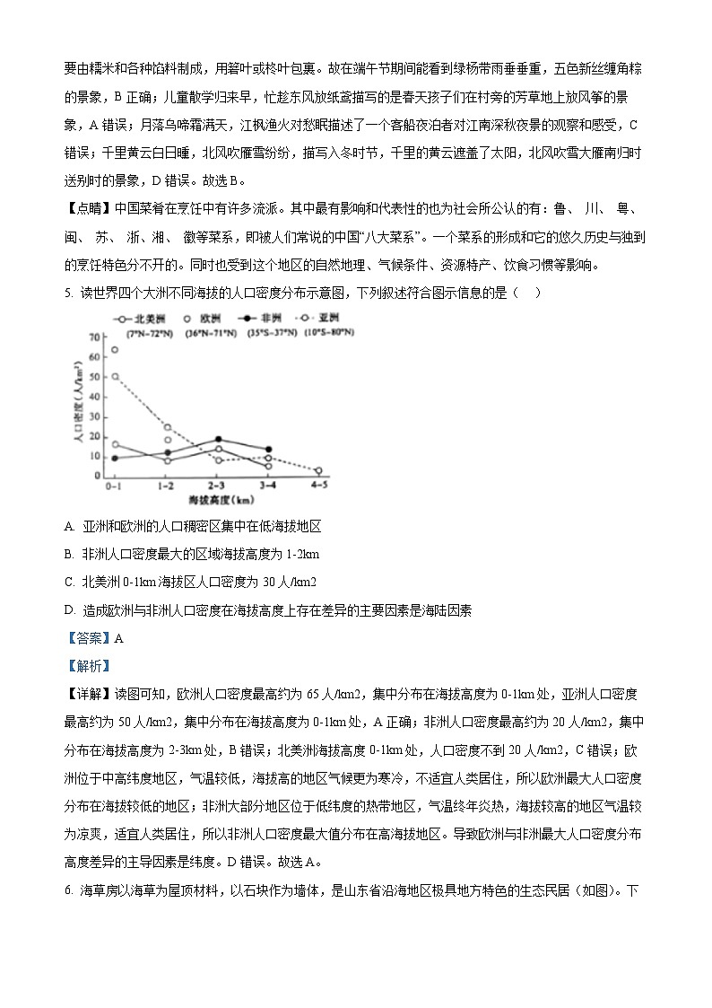2024年山东省泰安市中考地理真题（解析版）03