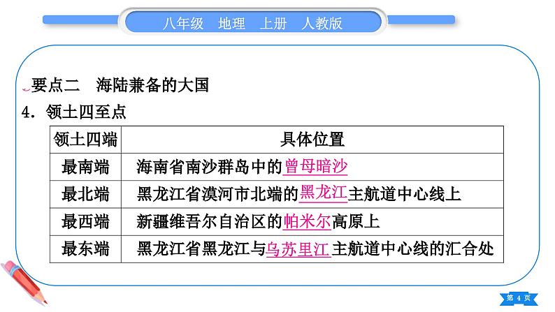 1.1 疆域 第1课时　优越的地理位置　海陆兼备的大国 课件---2024-2025学年初中地理人教版八年级上册第4页