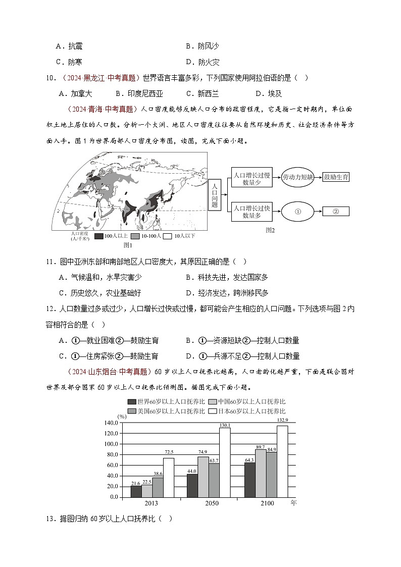 【真题汇编】2024年中考地理真题分类汇编 05 居民与聚落、发展与合作（原卷版）第3页