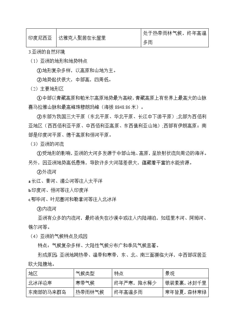2025年中考地理一轮复习考前速记清单：世界区域地理（讲义）02
