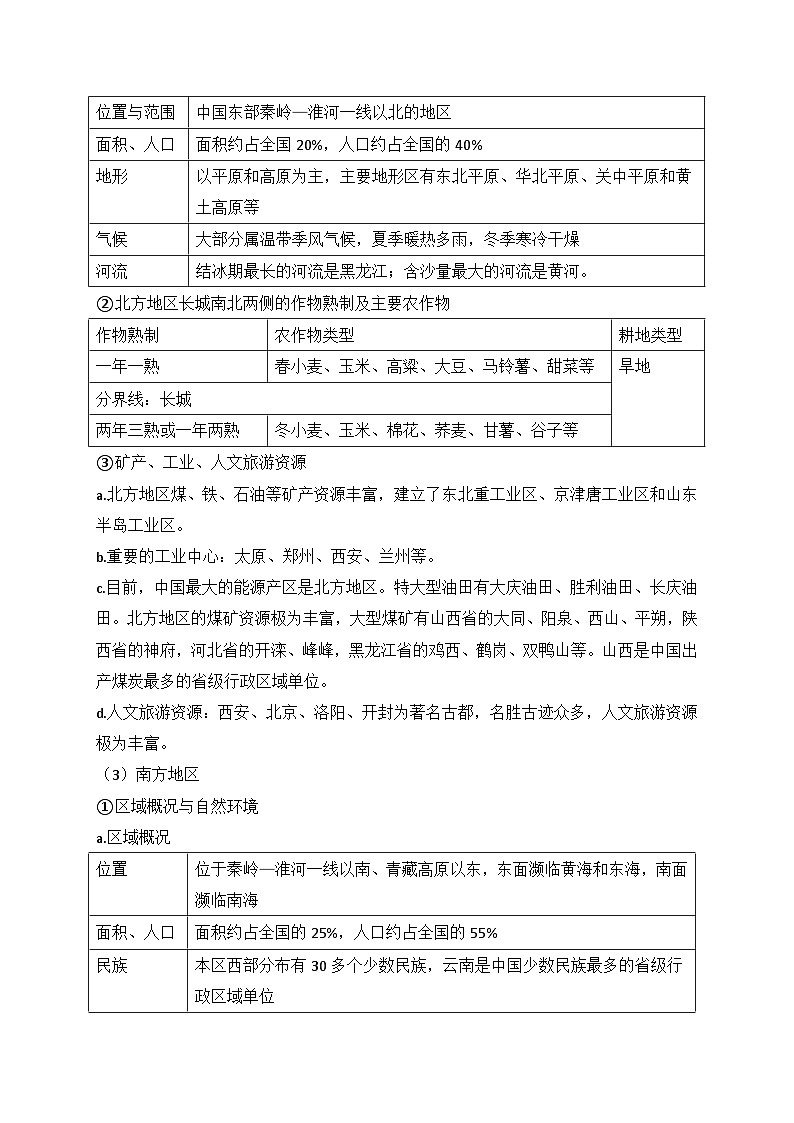 2025年中考地理一轮复习考前速记清单：中国区域地理（讲义）第2页