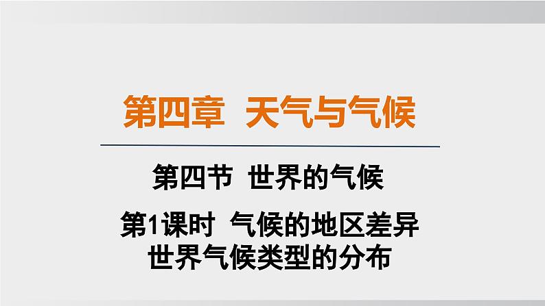 24秋新人教版地理七年级上册第四章 第四节  第一课时 气候的地区差异 世界气候类型的分布  公开课案例课件01