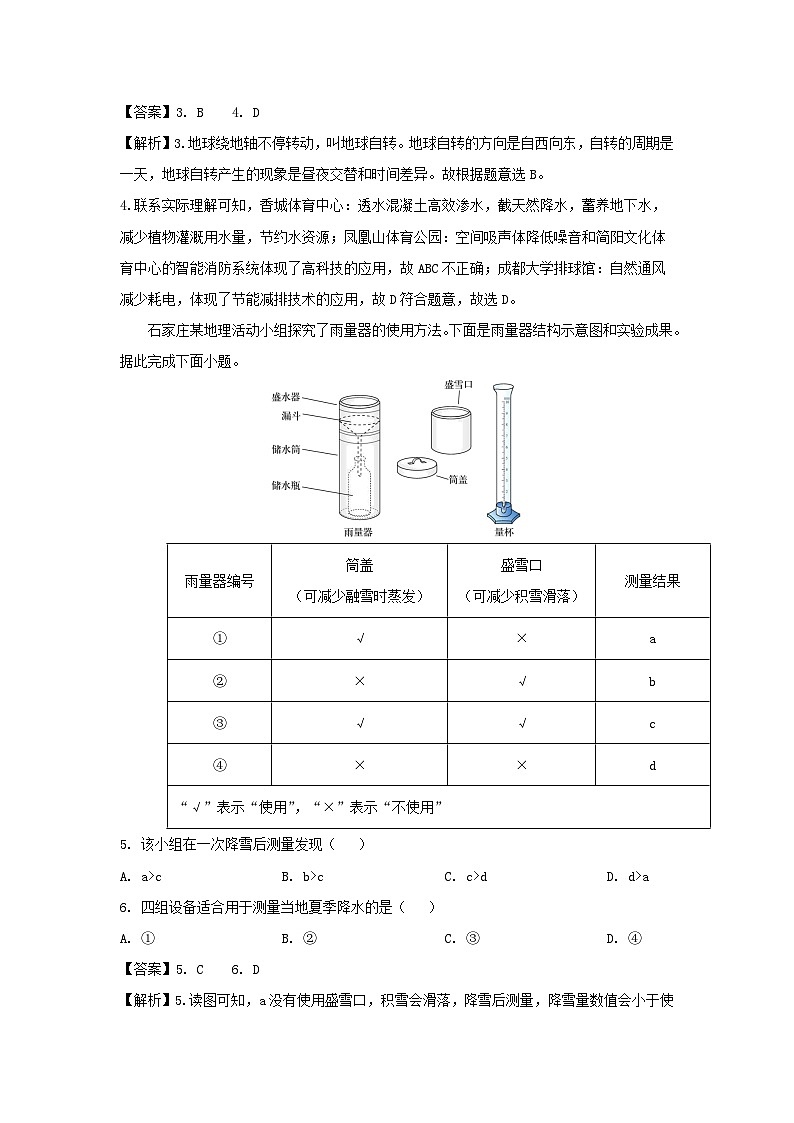 2024年四川省成都初中结业考试模拟地理(六)地理试卷(解析版)02