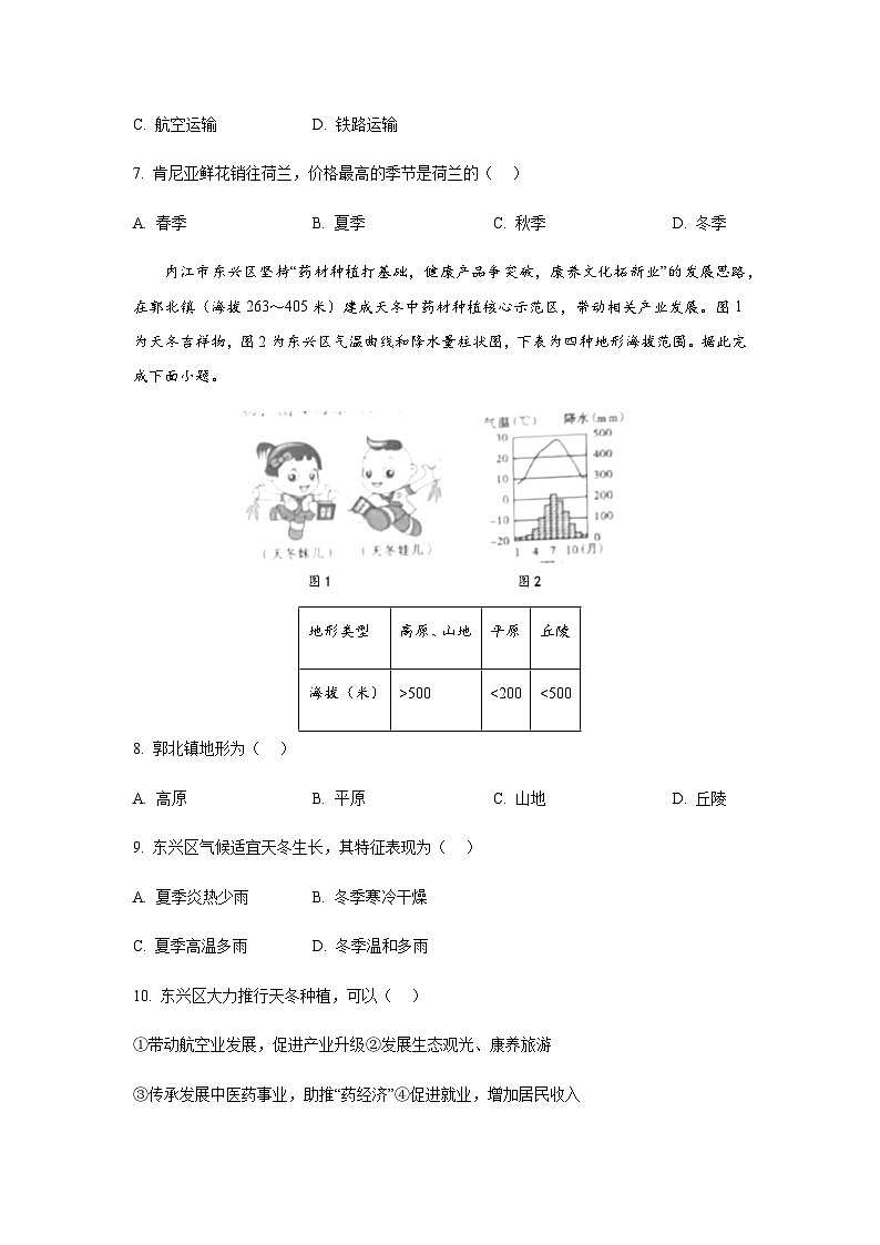 2024年四川省内江市初中学业水平考试暨高中阶段学校招生考试地理试卷含解析第3页