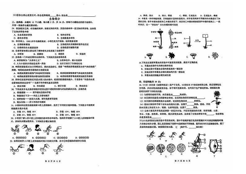 2024-2025秋季学期铜仁市碧江区七年级上册生物地理合卷北师大版  期中测试试卷+答题卡第3页