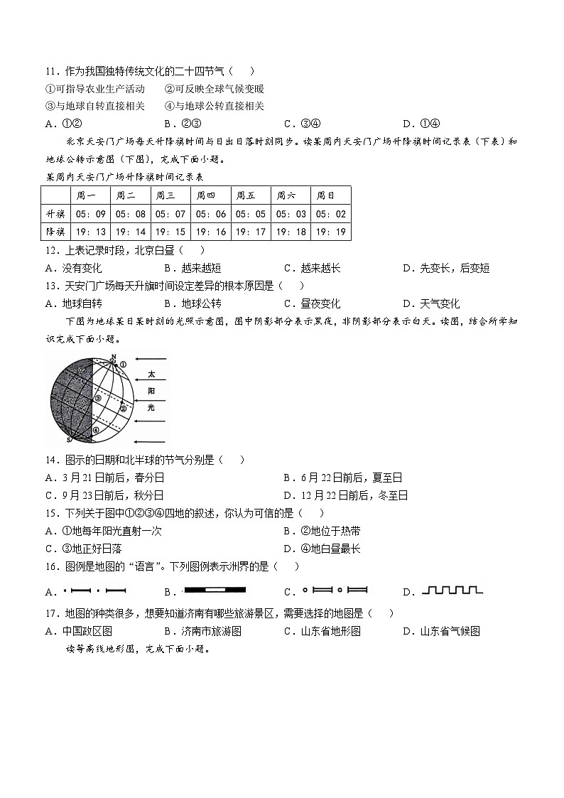 山东省济宁市曲阜市2024-2025学年七年级上学期期中地理试题03