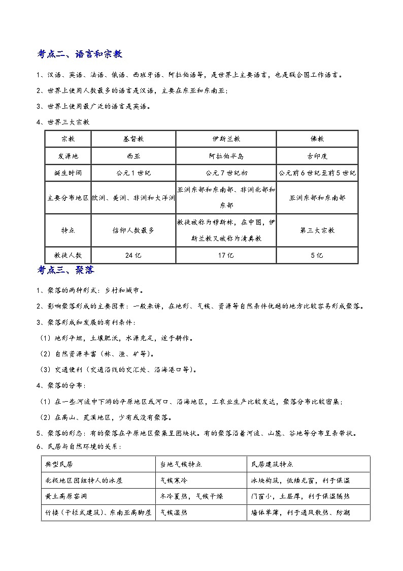 中考地理抢分秘籍秘籍04居民与聚落发展与合作(原卷版+解析)第2页