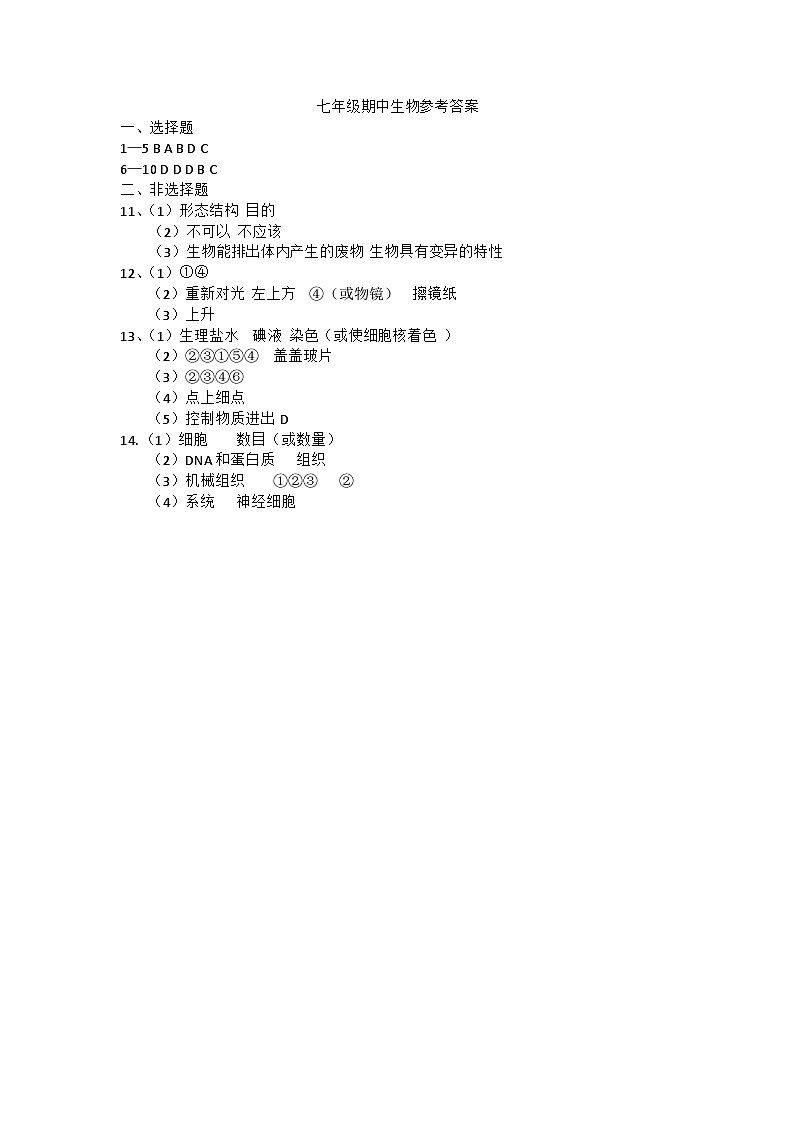 湖北省黄石市黄石市教联体期中考试2024-2025学年七年级上学期11月期中地理生物试题01