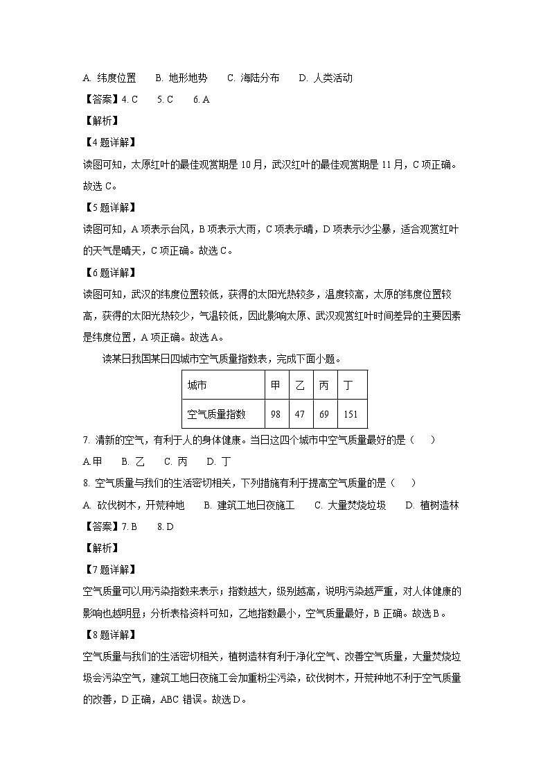 江苏省徐州市沛县2023-2024学年七年级上学期第二次学情调研月考地理试卷（解析版）03